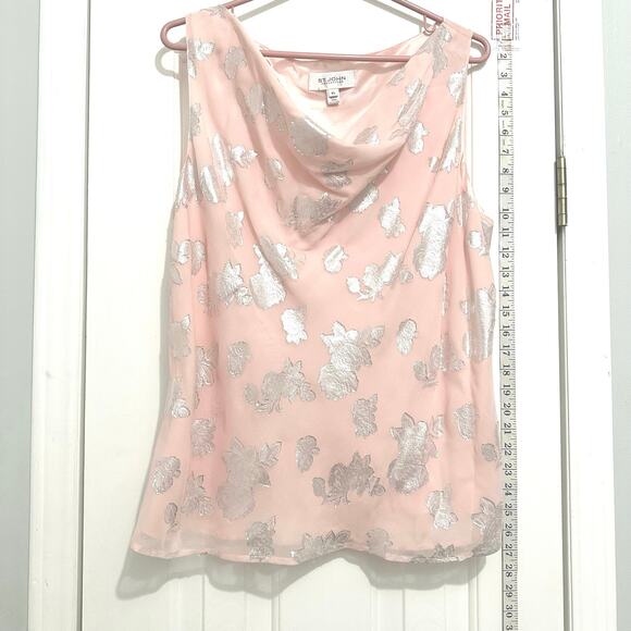St. John silk MOSIAC lined shell tank pink silver metallic XL - Picture 1 of 8